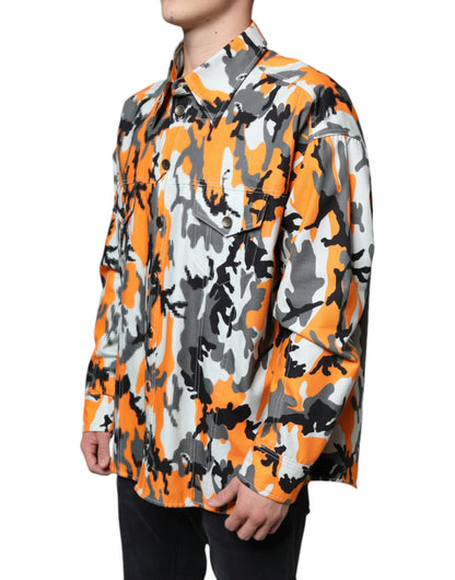 Veste Dolce & Gabbana en jean de coton à col camouflage multicolore