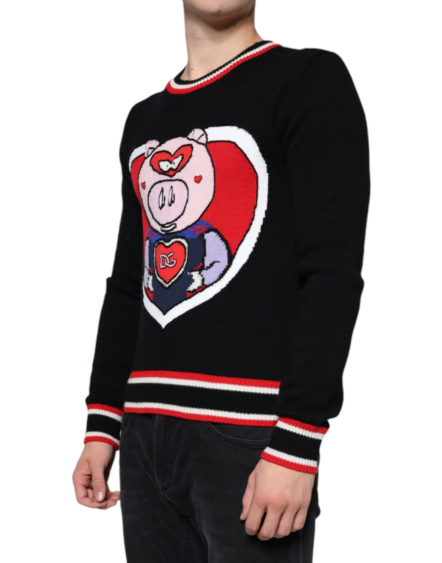 Pull Dolce & Gabbana en cachemire noir motif cochon de l'année