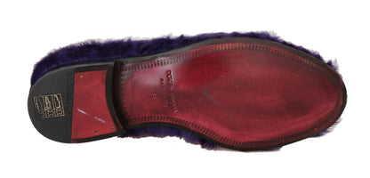 Mocassins en cuir fourrure de mouton violets Dolce & Gabbana