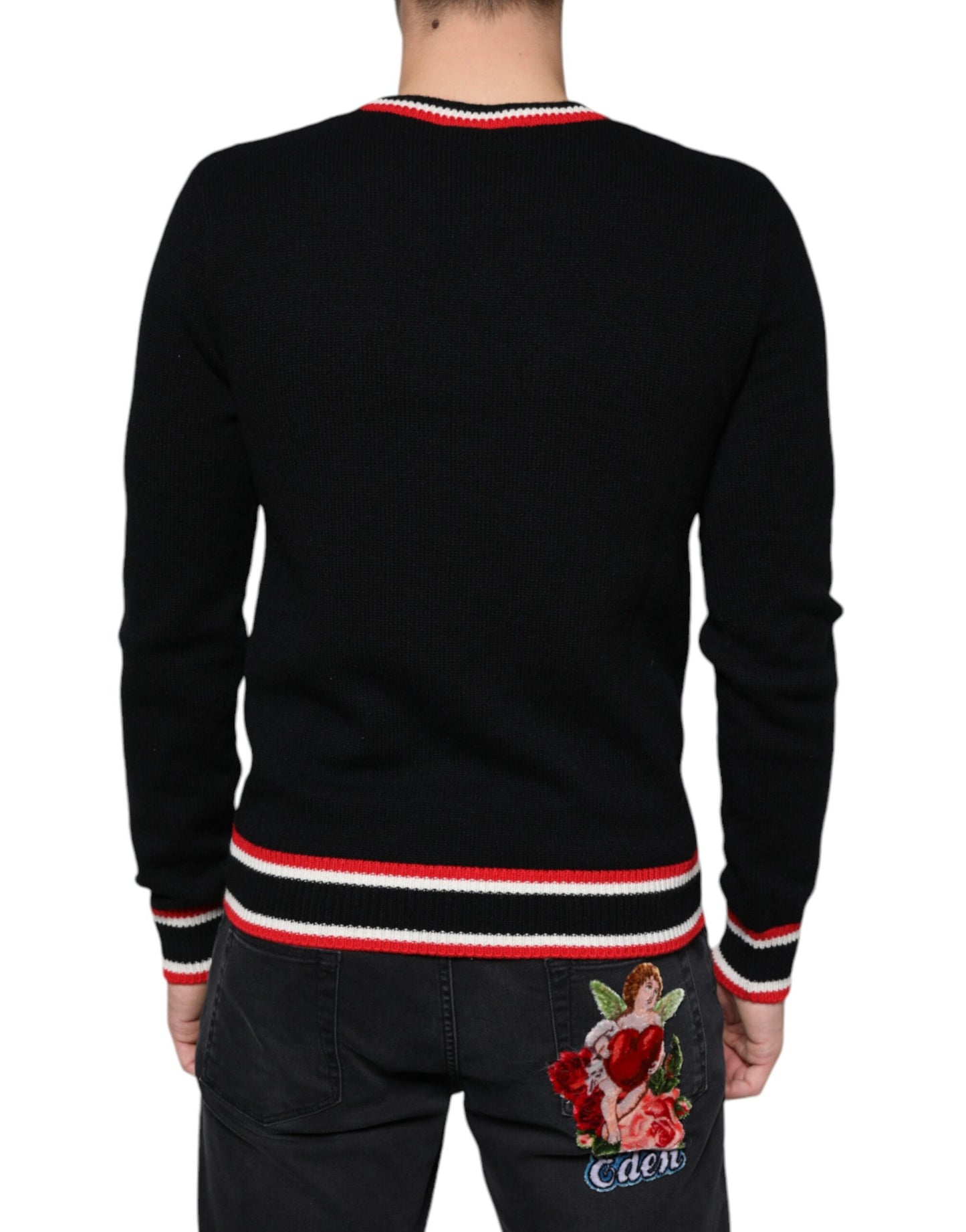 Pull Dolce & Gabbana en cachemire noir motif cochon de l'année