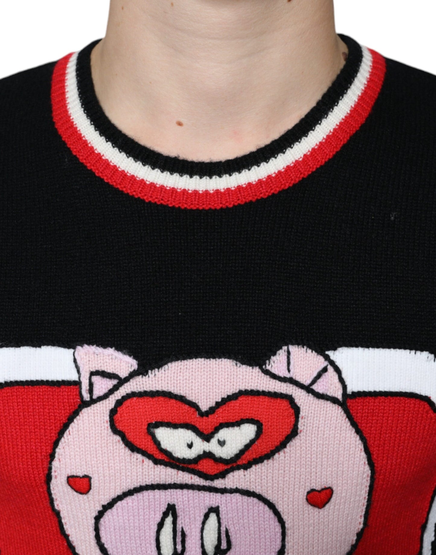 Pull Dolce & Gabbana en cachemire noir motif cochon de l'année