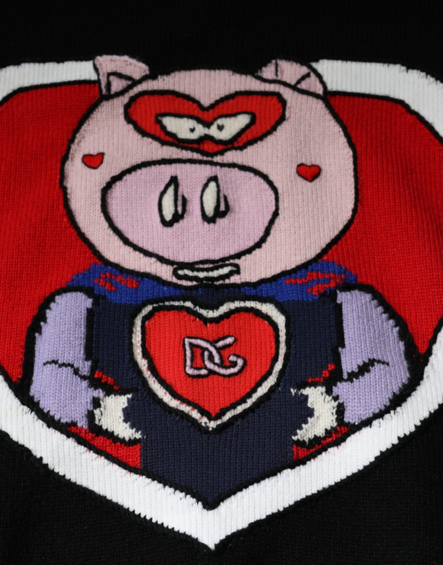 Pull Dolce & Gabbana en cachemire noir motif cochon de l'année