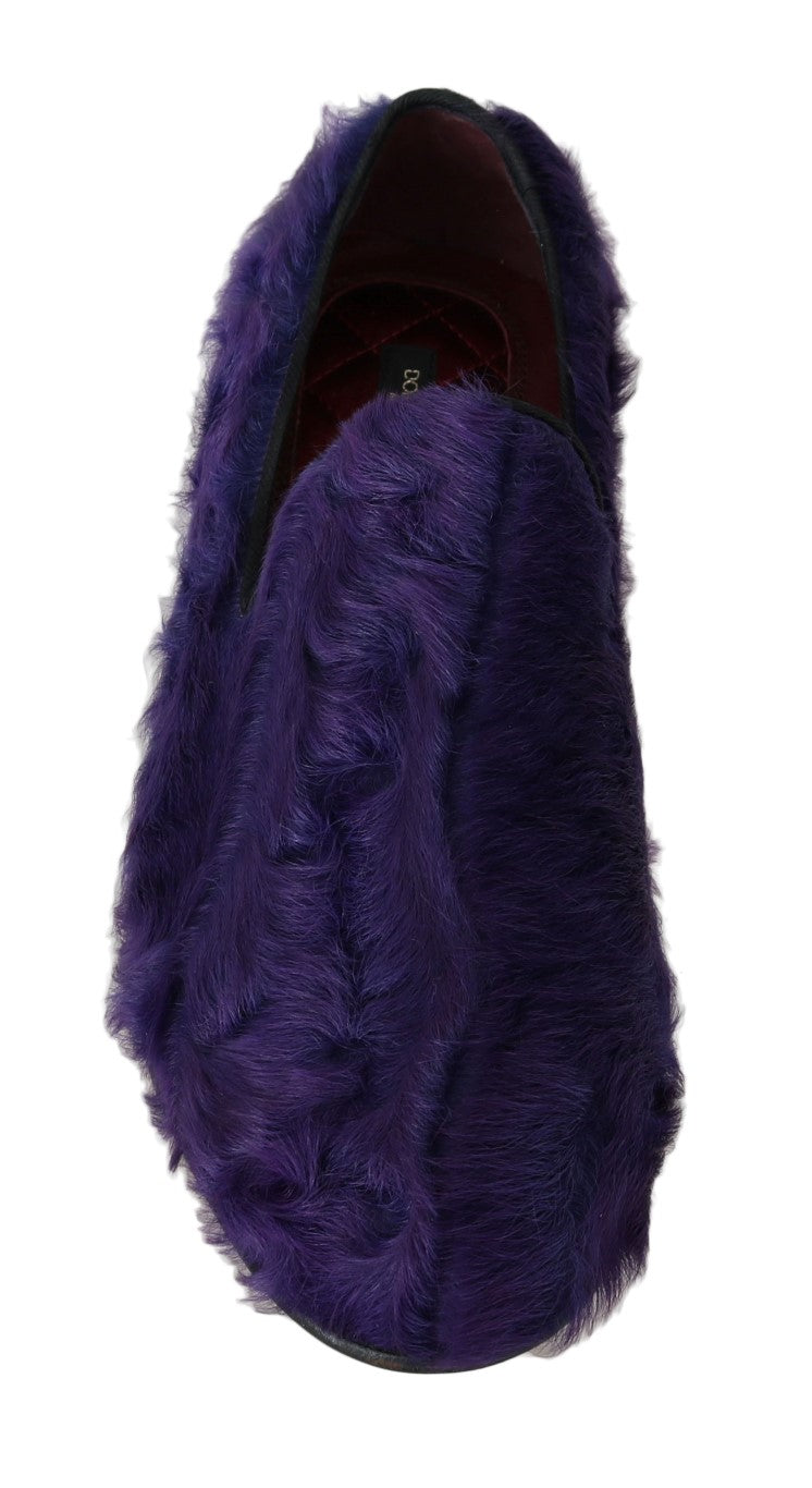 Mocassins en cuir fourrure de mouton violets Dolce & Gabbana