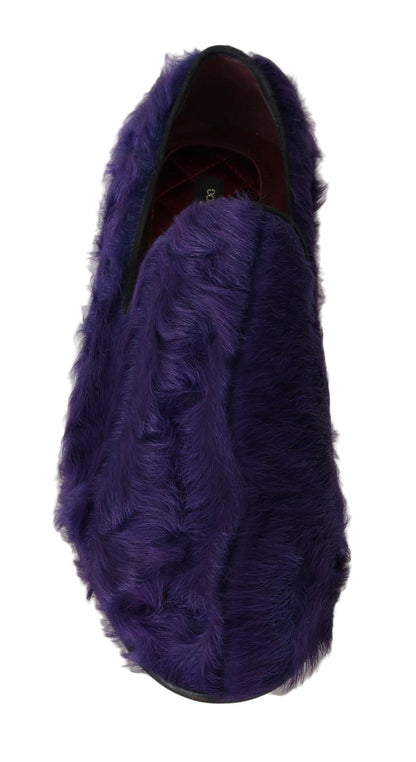 Mocassins en cuir fourrure de mouton violets Dolce & Gabbana