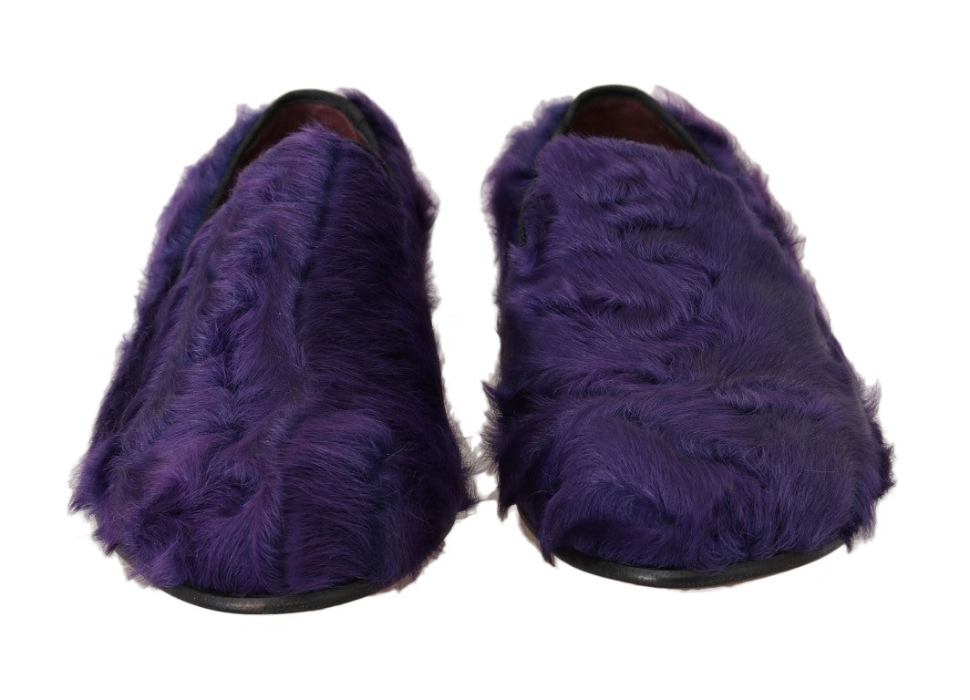Mocassins en cuir fourrure de mouton violets Dolce & Gabbana