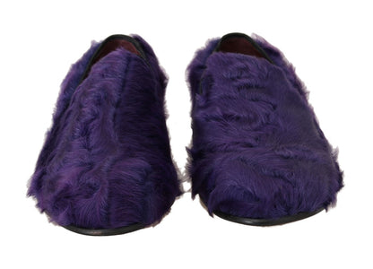 Mocassins en cuir fourrure de mouton violets Dolce & Gabbana