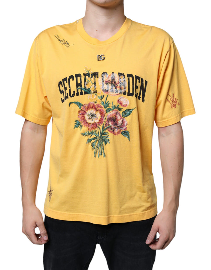 T-shirt Dolce & Gabbana en coton à col rond et imprimé floral Secret Garden jaune