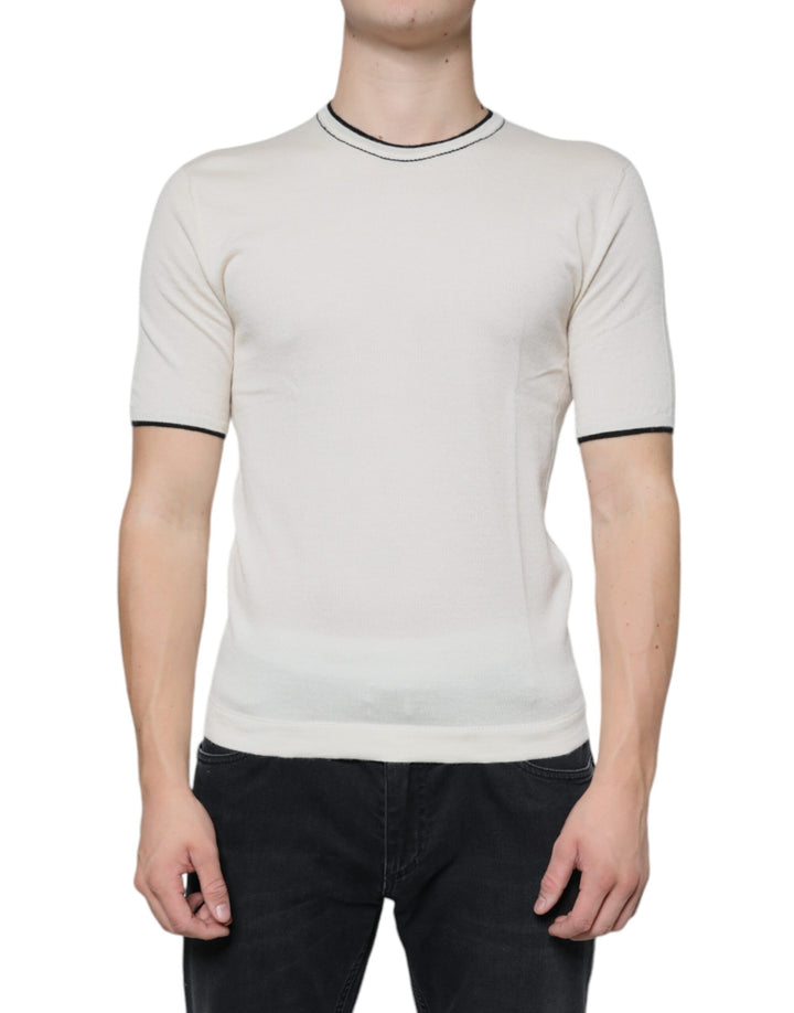 T-shirt à manches courtes en cachemire blanc cassé Dolce & Gabbana