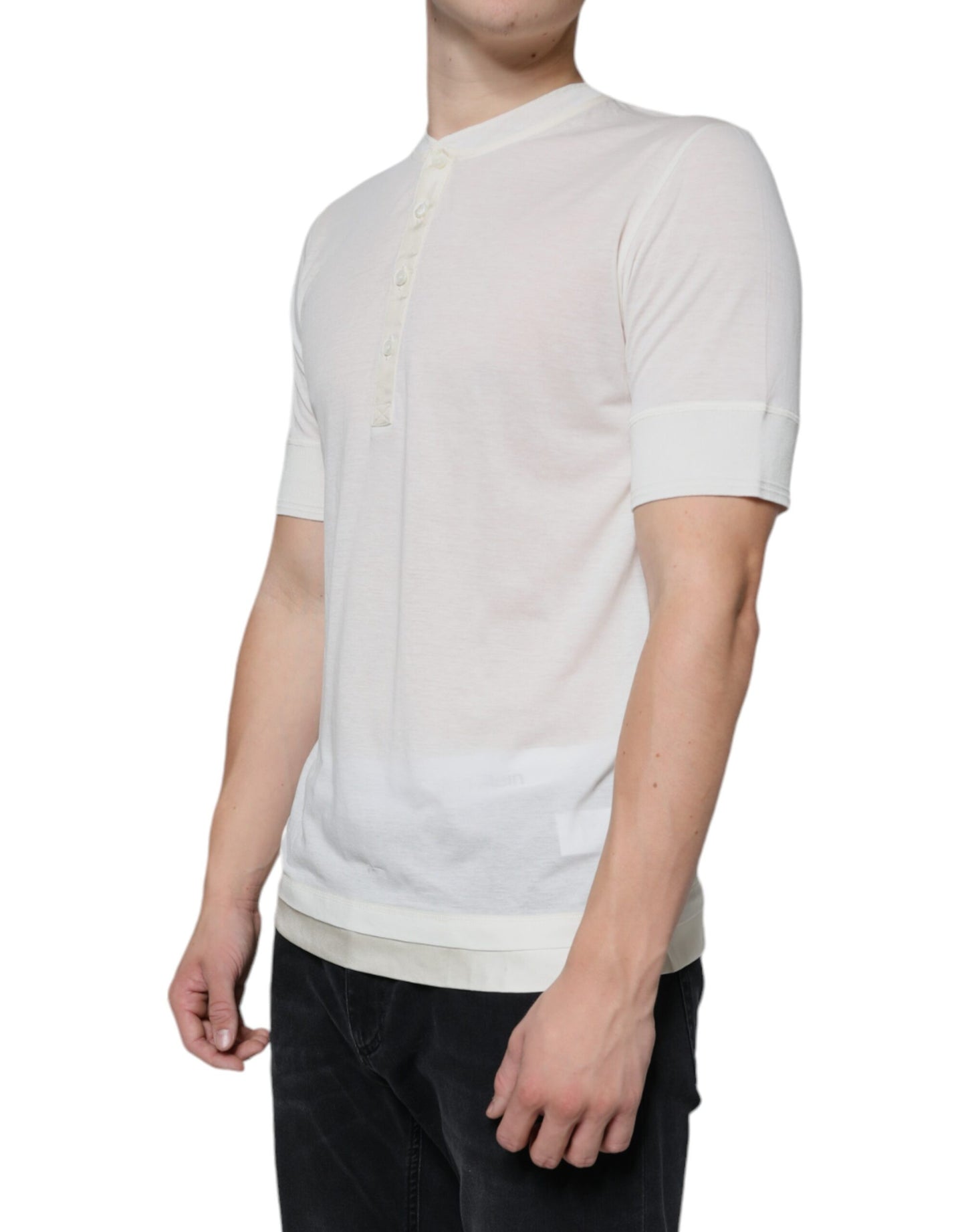 Camiseta de algodón blanquecino de manga corta Dolce & Gabbana