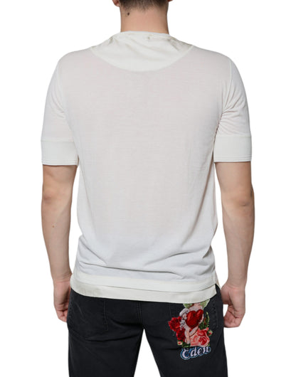 Camiseta de algodón blanquecino de manga corta Dolce & Gabbana