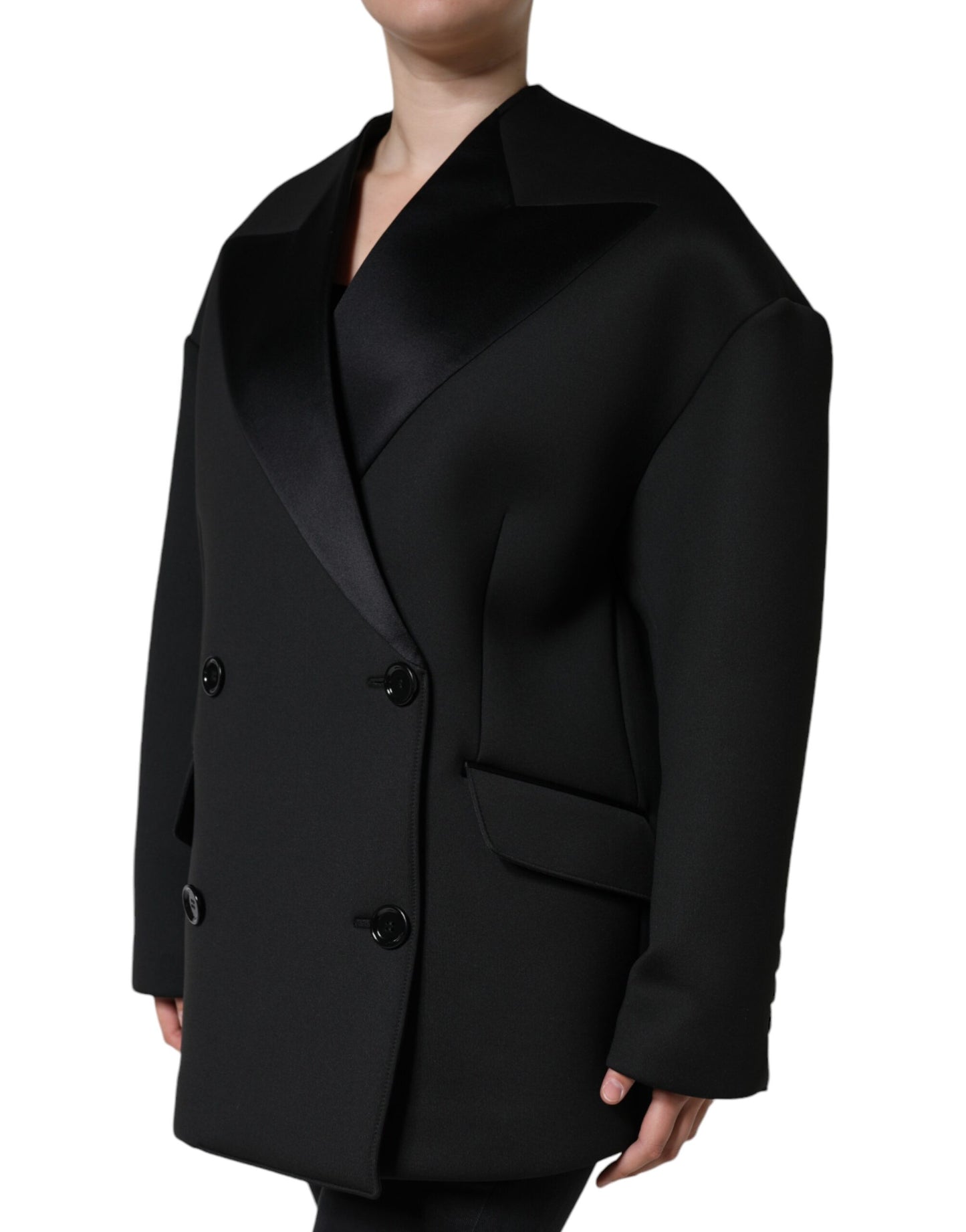 Chaqueta de doble botonadura Dolce & Gabbana de poliéster negro
