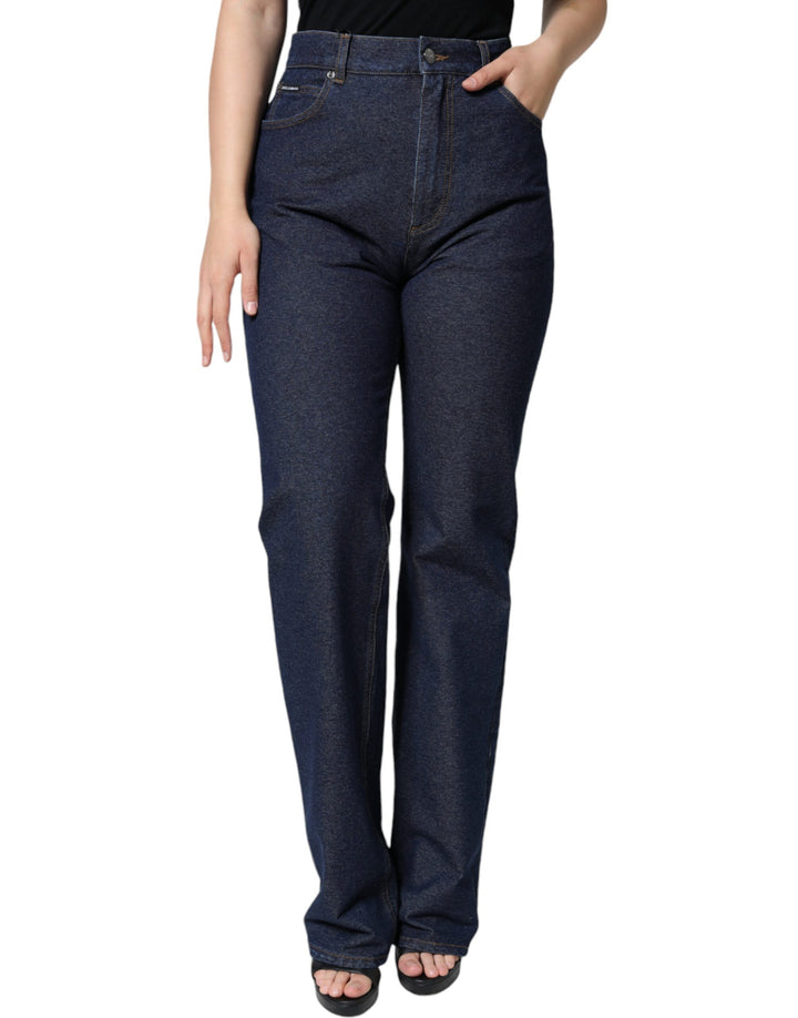 Jeans droits en denim de coton stretch bleu foncé Dolce & Gabbana