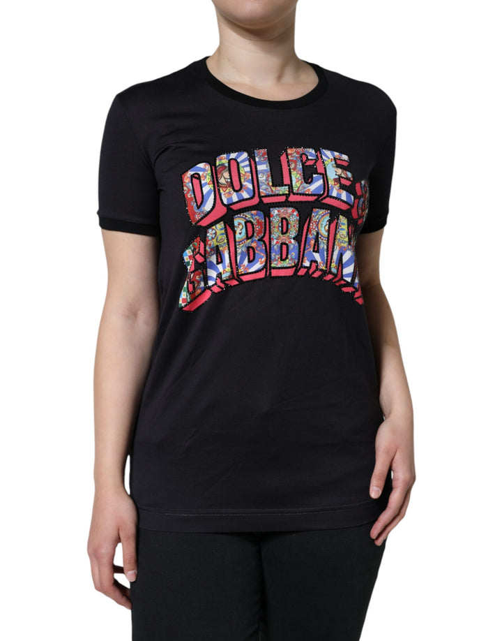 T-shirt Dolce & Gabbana noir en coton à imprimé logo et col rond