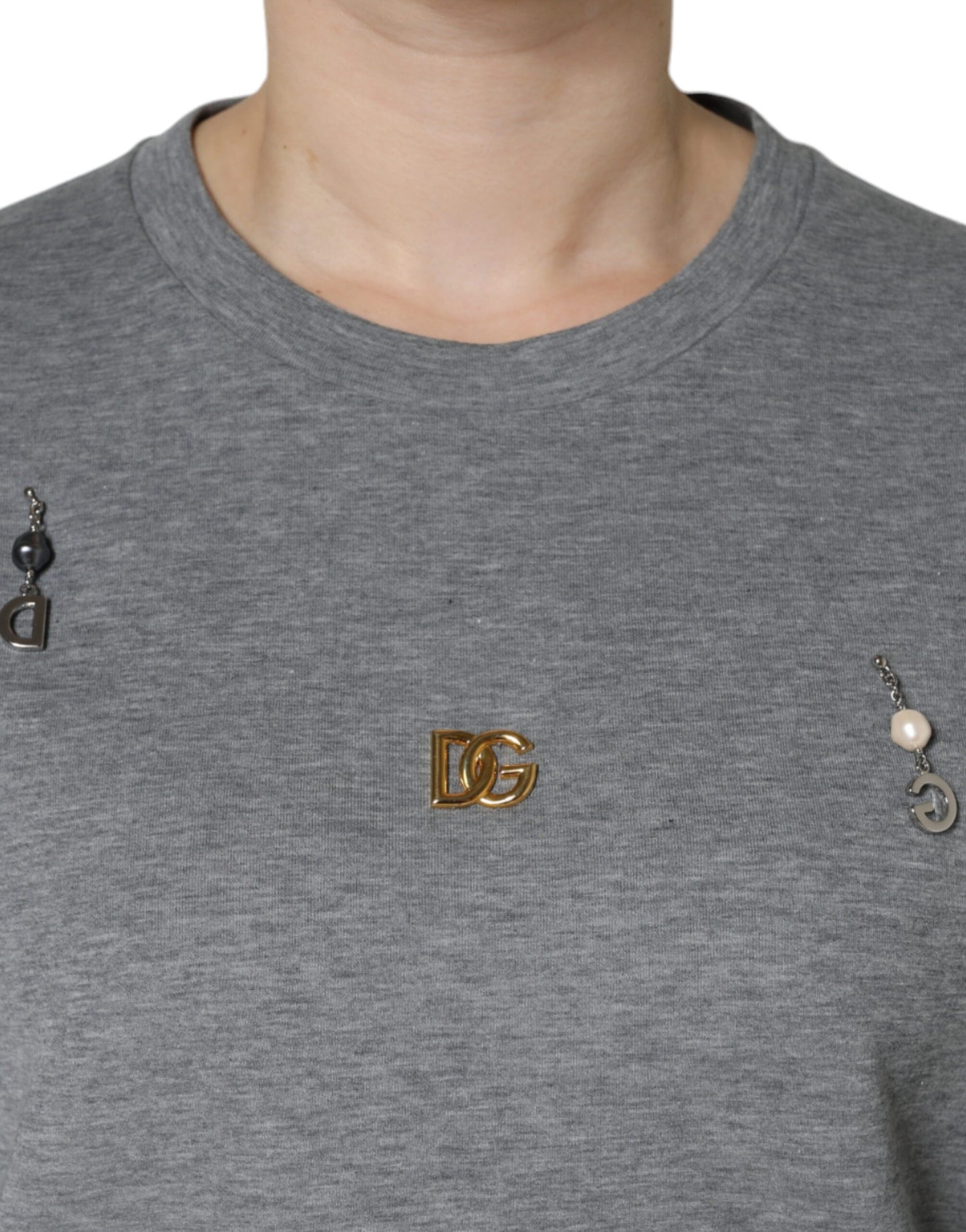 T-shirt Dolce & Gabbana gris en coton mélangé orné
