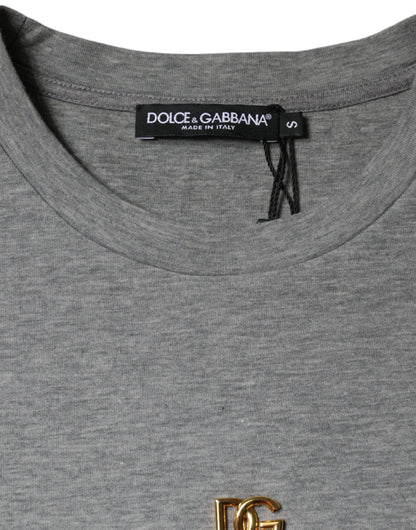 T-shirt Dolce & Gabbana gris en coton mélangé orné