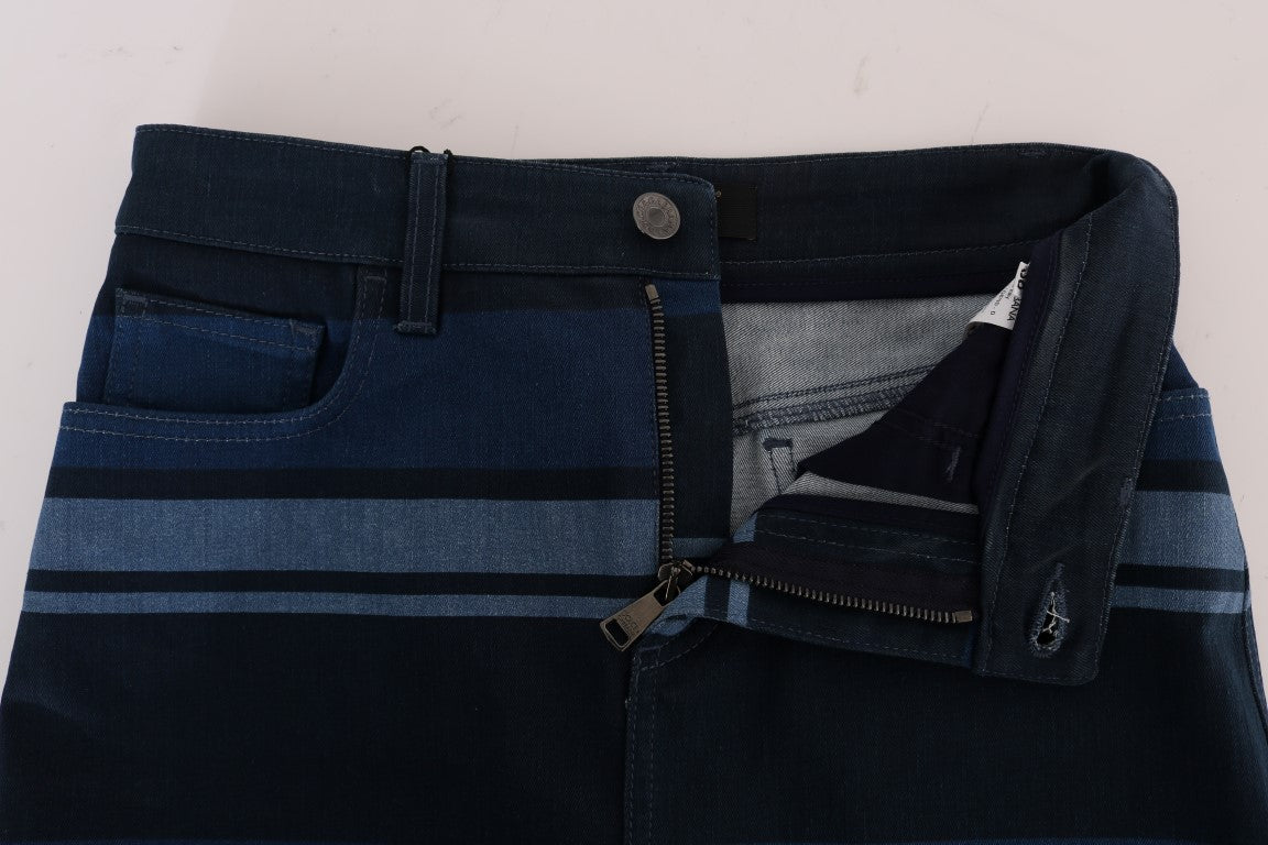 Mini-jupe courte en jean rayée bleue Dolce & Gabbana