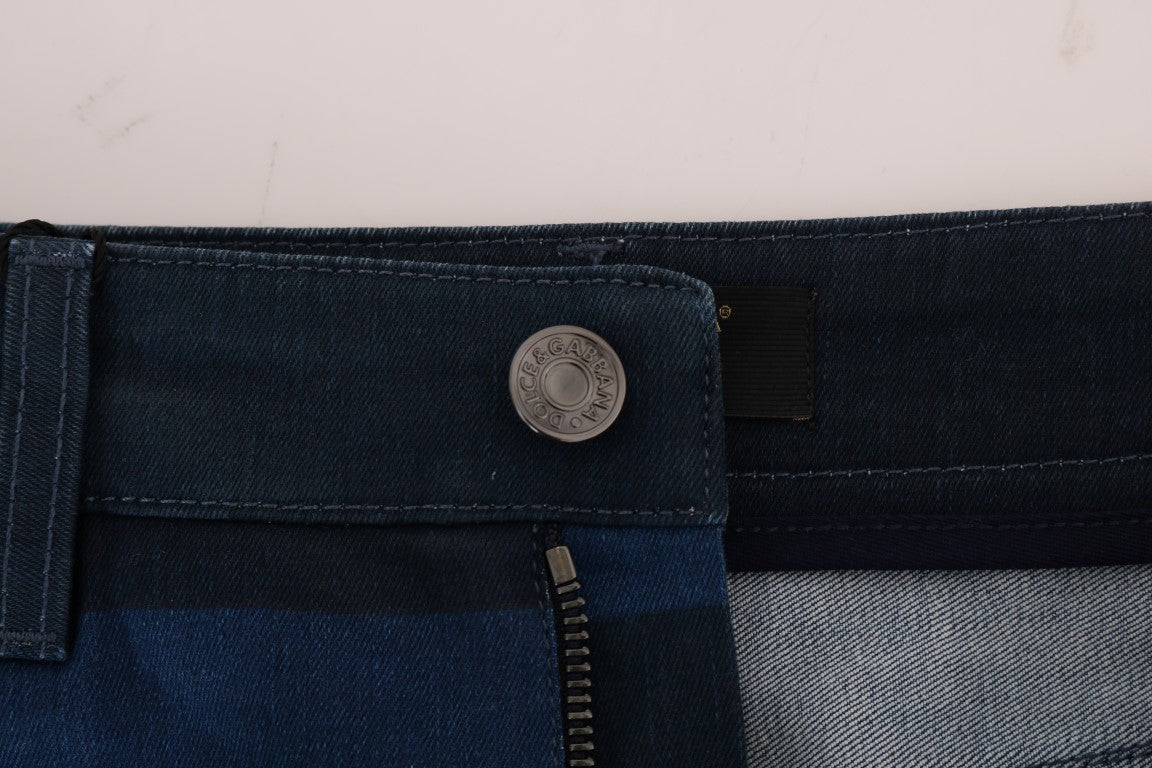 Mini-jupe courte en jean rayée bleue Dolce & Gabbana