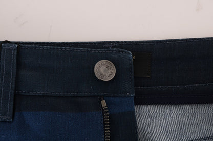 Mini-jupe courte en jean rayée bleue Dolce & Gabbana