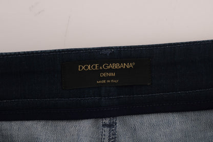 Mini-jupe courte en jean rayée bleue Dolce & Gabbana