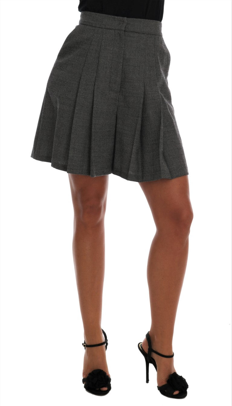 Shorts taille haute gris en laine Dolce & Gabbana