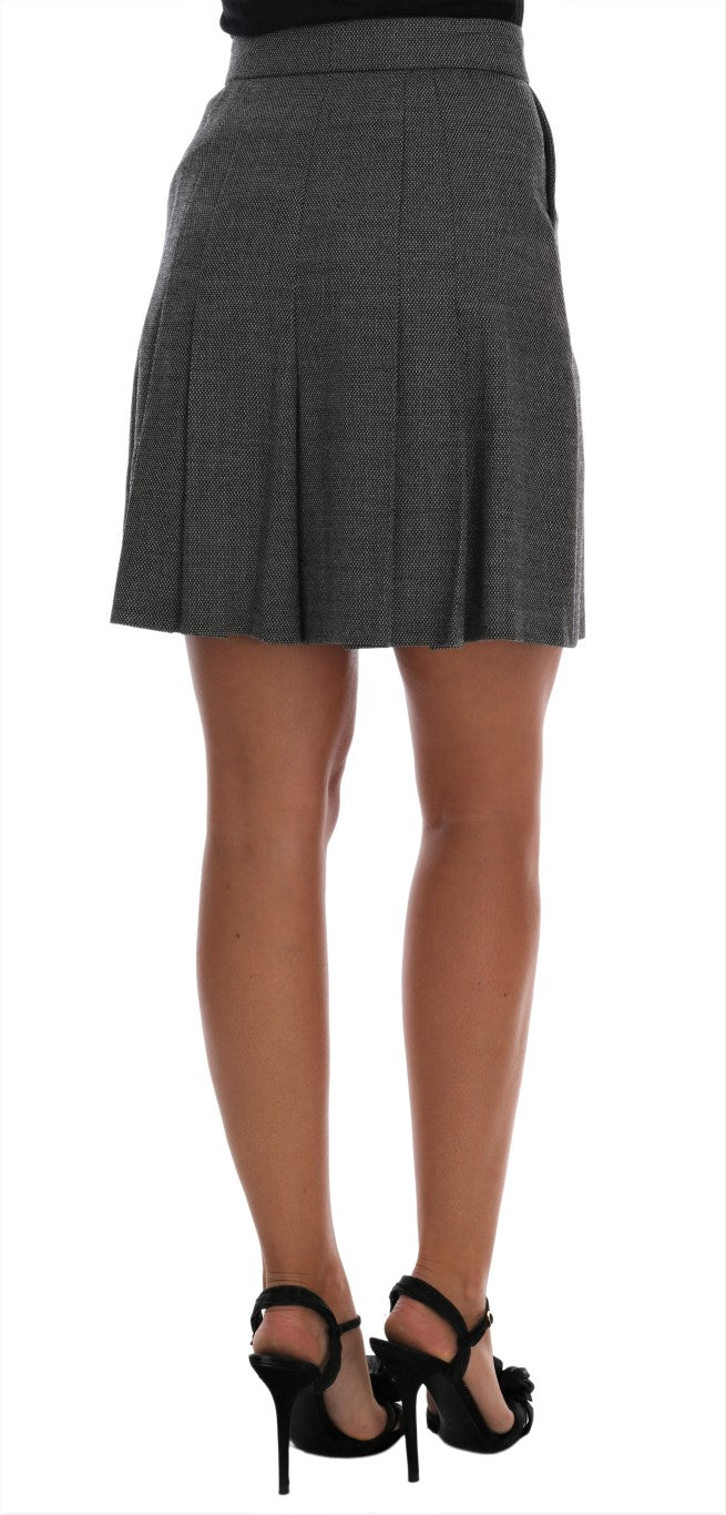 Shorts taille haute gris en laine Dolce & Gabbana