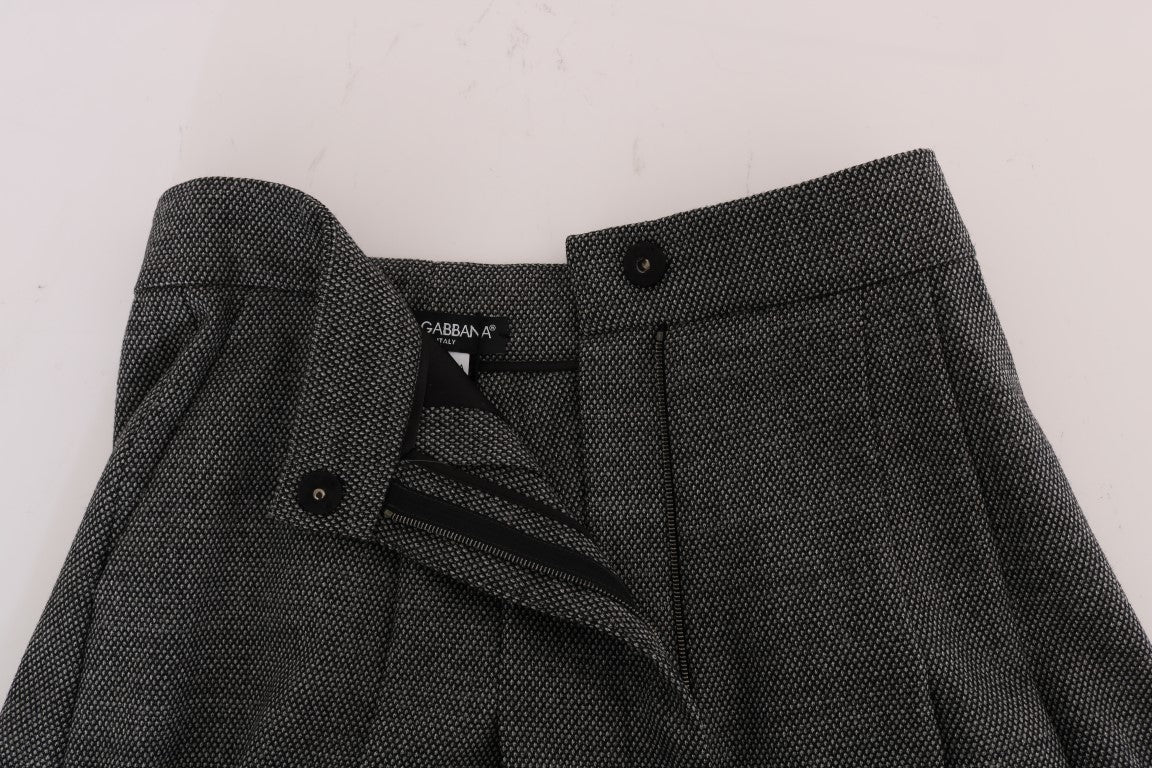 Shorts taille haute gris en laine Dolce & Gabbana