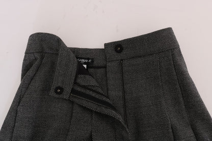 Shorts taille haute gris en laine Dolce & Gabbana