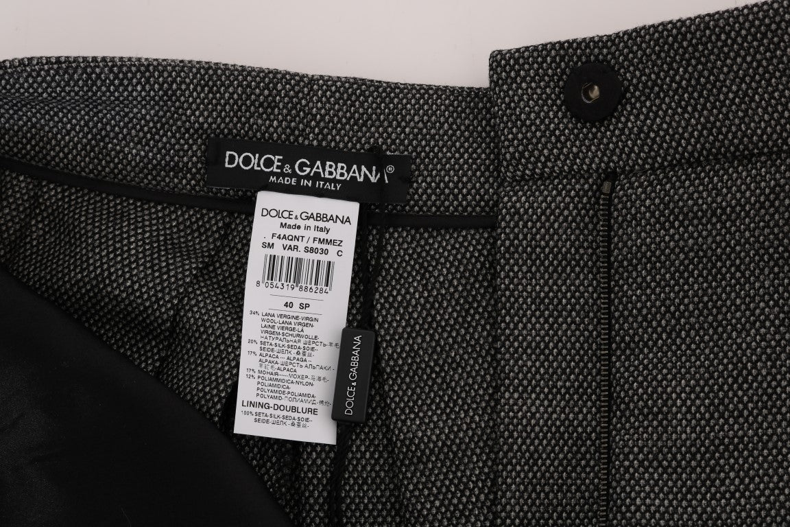 Shorts taille haute gris en laine Dolce & Gabbana