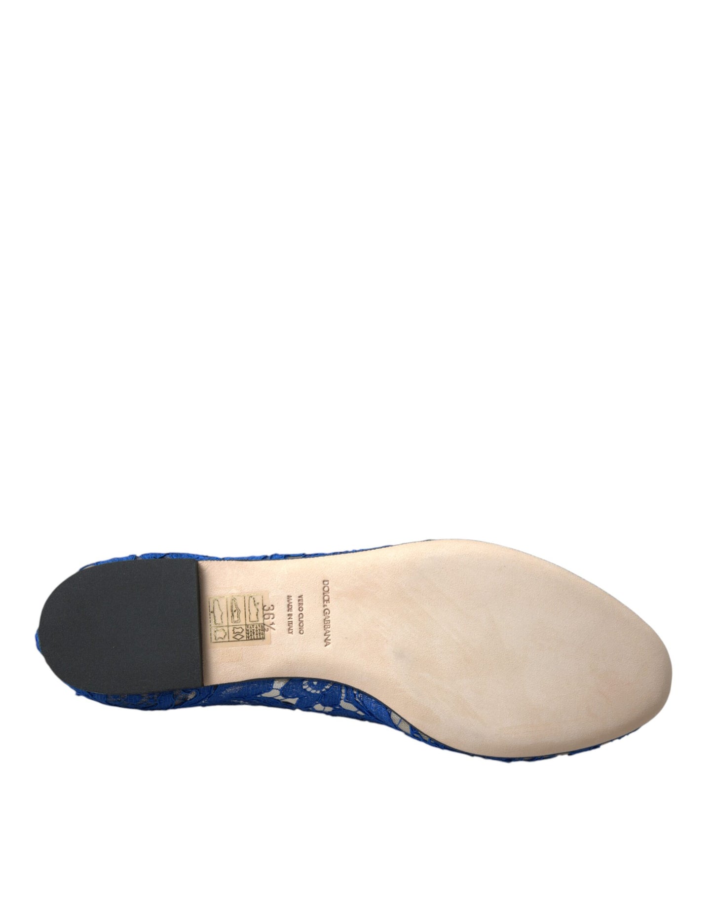Chaussures plates Dolce & Gabbana en dentelle bleue, ornées de cristaux