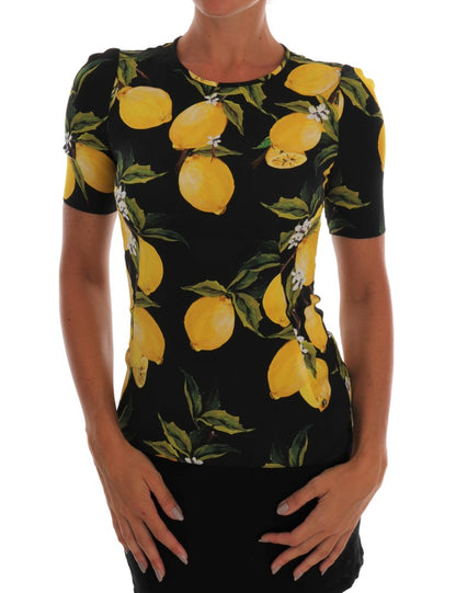 T-shirt en soie stretch multicolore à motif citron Dolce & Gabbana
