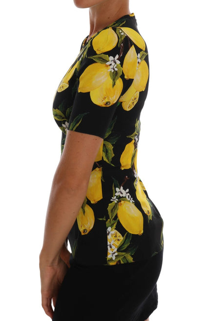 T-shirt en soie stretch multicolore à motif citron Dolce & Gabbana