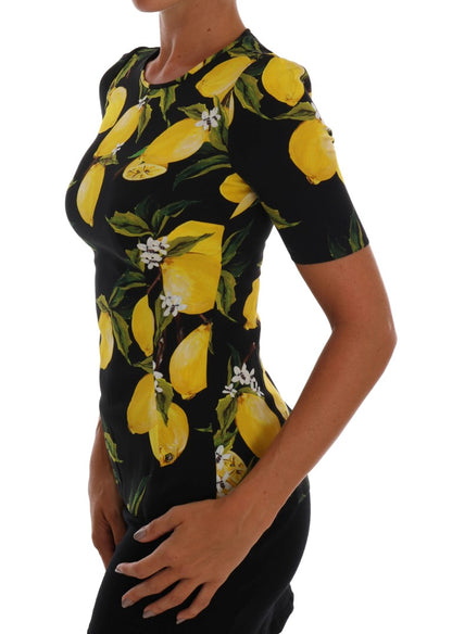 T-shirt en soie stretch multicolore à motif citron Dolce & Gabbana