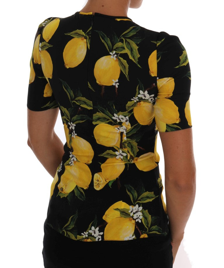 T-shirt en soie stretch multicolore à motif citron Dolce & Gabbana
