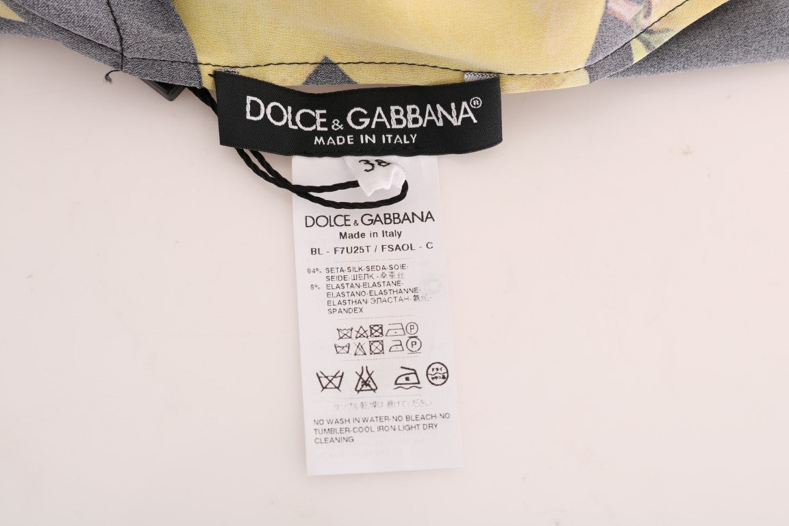 T-shirt en soie stretch multicolore à motif citron Dolce & Gabbana