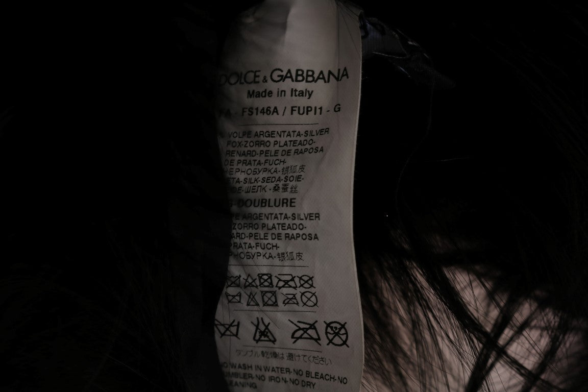 Écharpe en fourrure de renard argenté noire Dolce & Gabbana