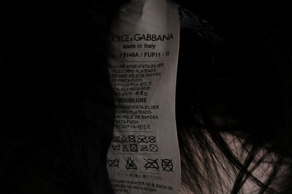Écharpe en fourrure de renard argenté noire Dolce & Gabbana