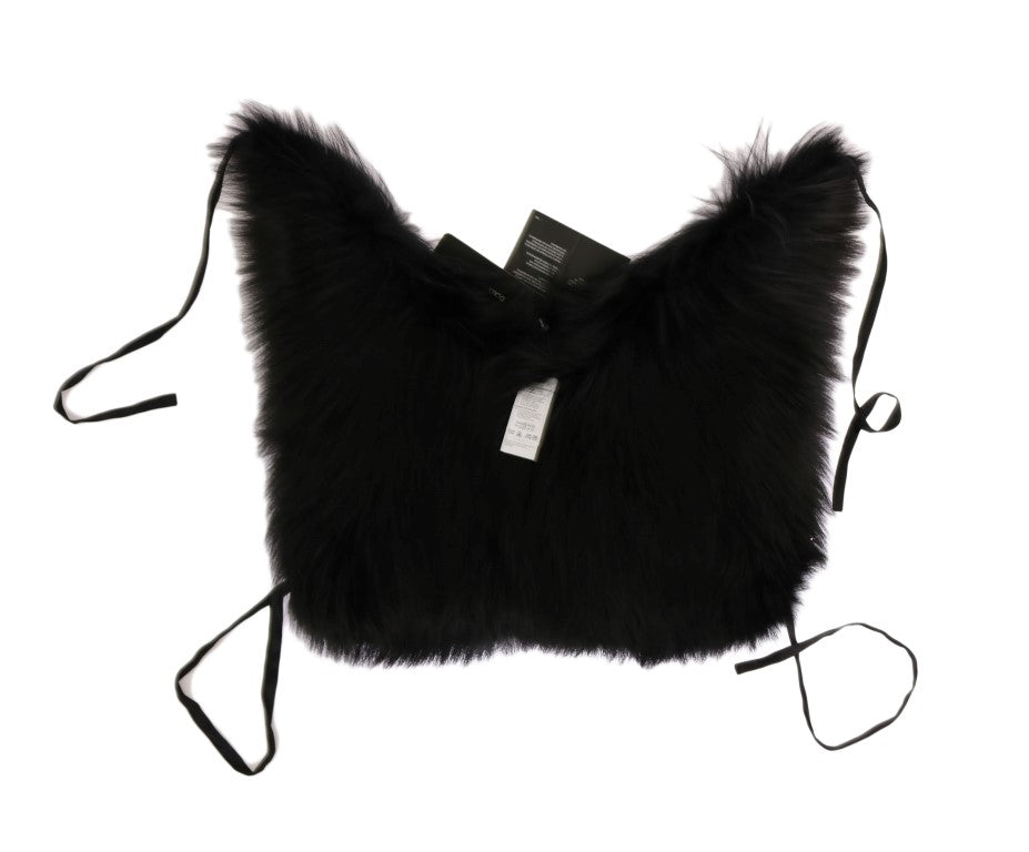 Écharpe en fourrure de renard argenté noire Dolce & Gabbana