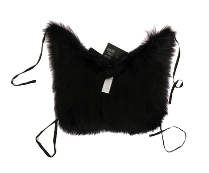 Écharpe en fourrure de renard argenté noire Dolce & Gabbana