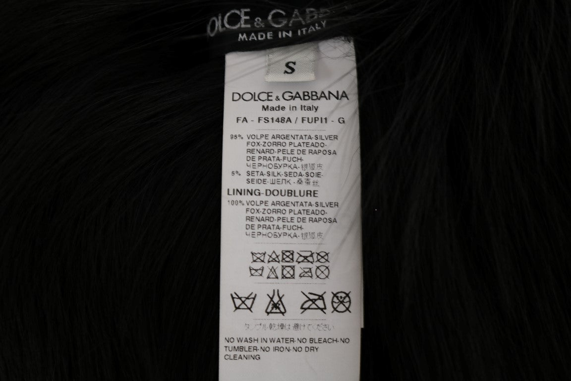 Écharpe en fourrure de renard argenté noire Dolce & Gabbana