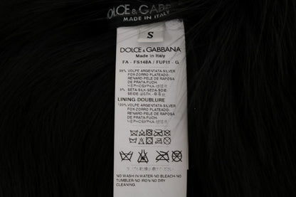 Écharpe en fourrure de renard argenté noire Dolce & Gabbana