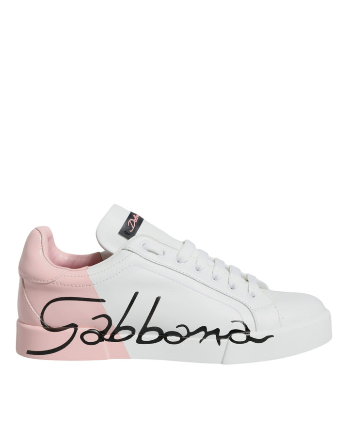 Zapatillas bajas Dolce & Gabbana blancas y rosas Portofino