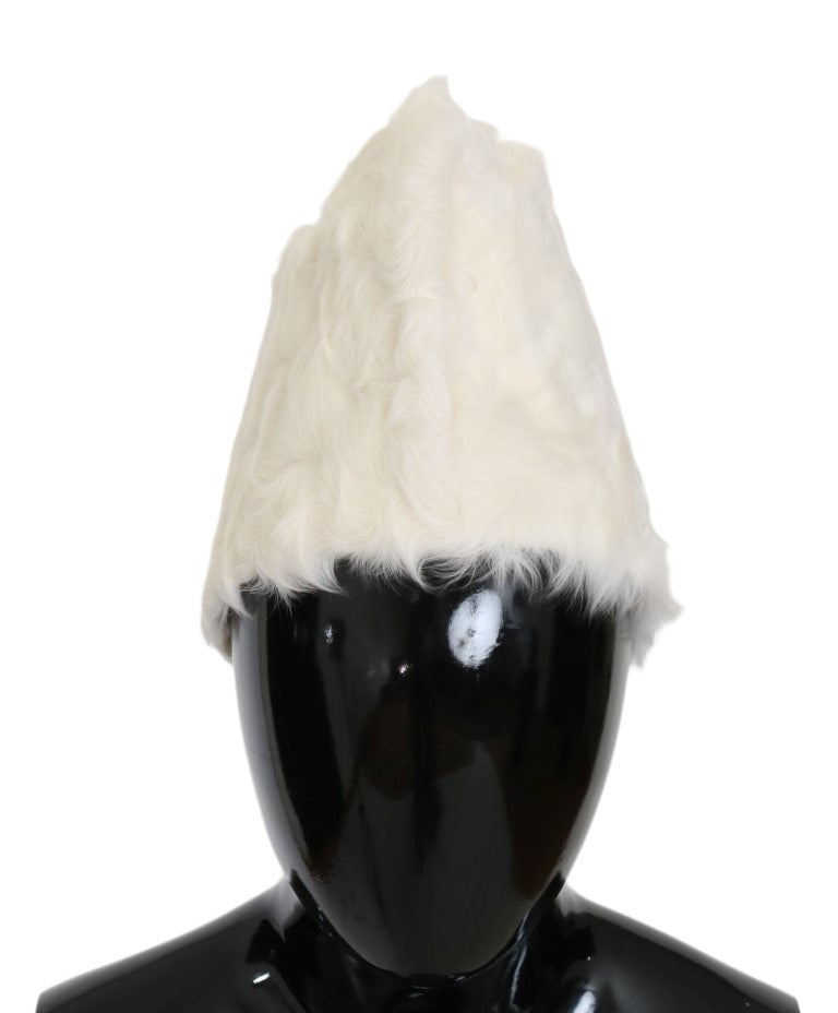 Bonnet Dolce & Gabbana en fourrure d'agneau Xiangao blanche