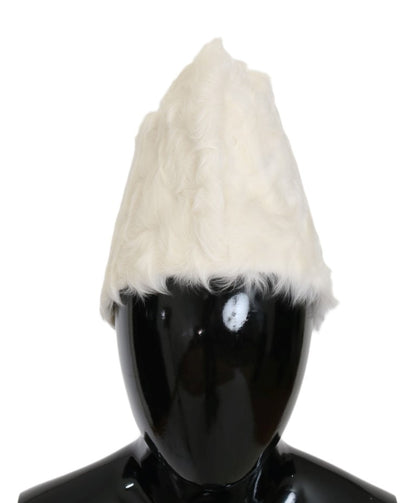 Bonnet Dolce & Gabbana en fourrure d'agneau Xiangao blanche