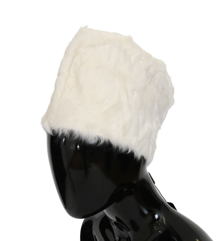 Bonnet Dolce & Gabbana en fourrure d'agneau Xiangao blanche