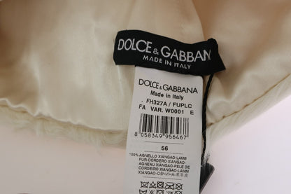 Bonnet Dolce & Gabbana en fourrure d'agneau Xiangao blanche
