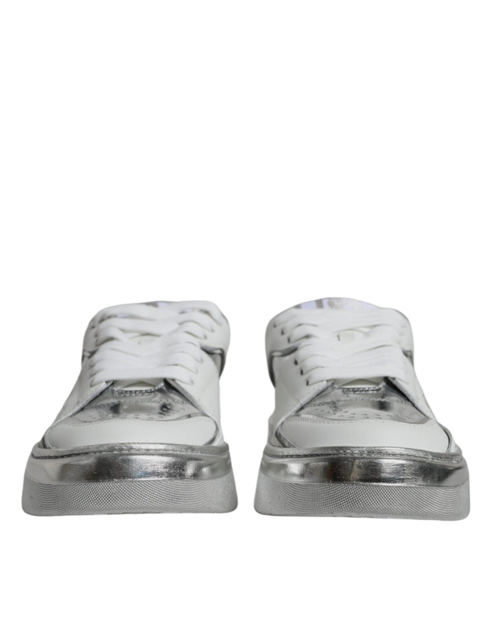 Zapatillas Bajas Dolce & Gabbana de Cuero Plateado Blanco