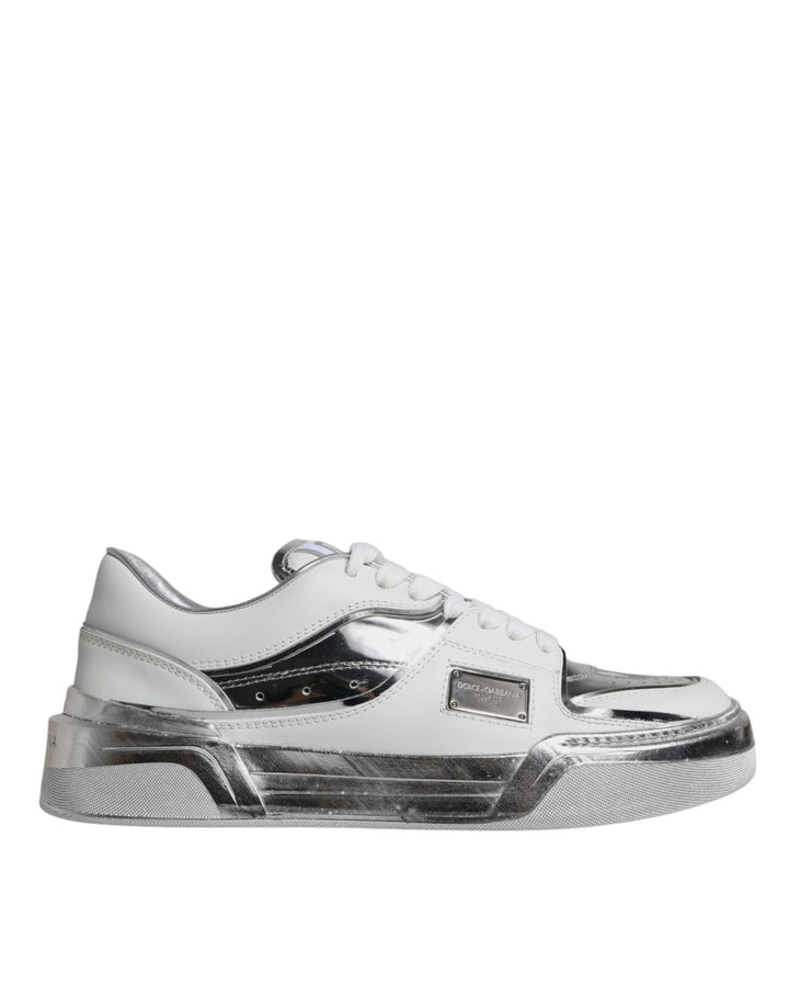 Zapatillas Bajas Dolce & Gabbana de Cuero Plateado Blanco