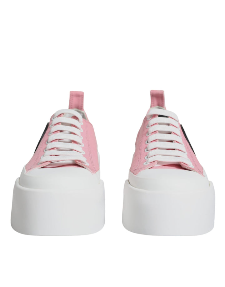 Zapatillas bajas Dolce & Gabbana de lona rosa y blanca con logo