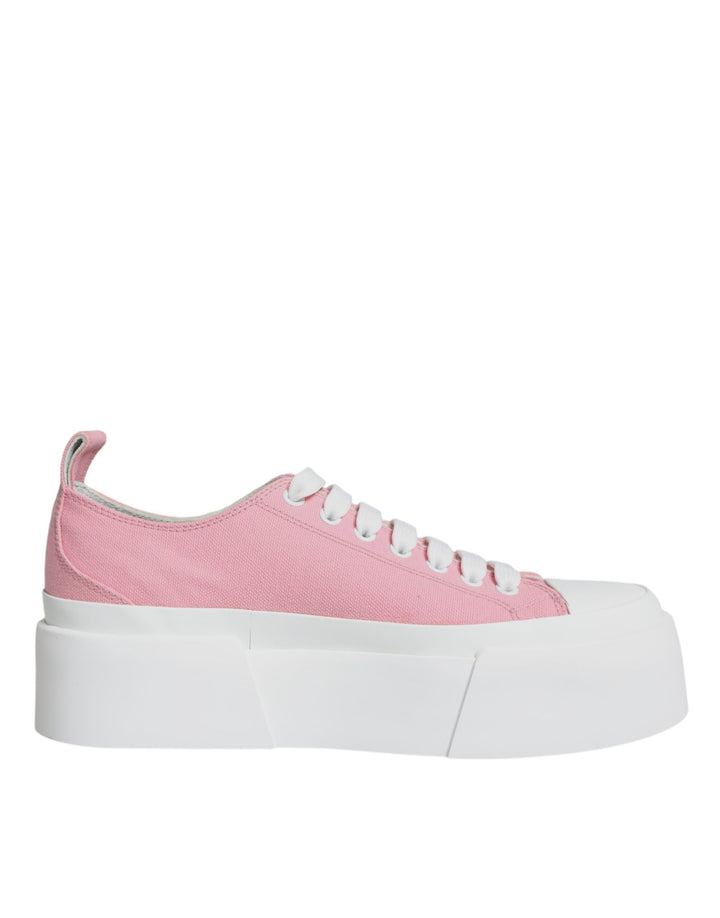 Zapatillas bajas Dolce & Gabbana de lona rosa y blanca con logo