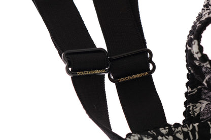 Dolce & Gabbana Black Silk White Lace Stretch Underwear Bra